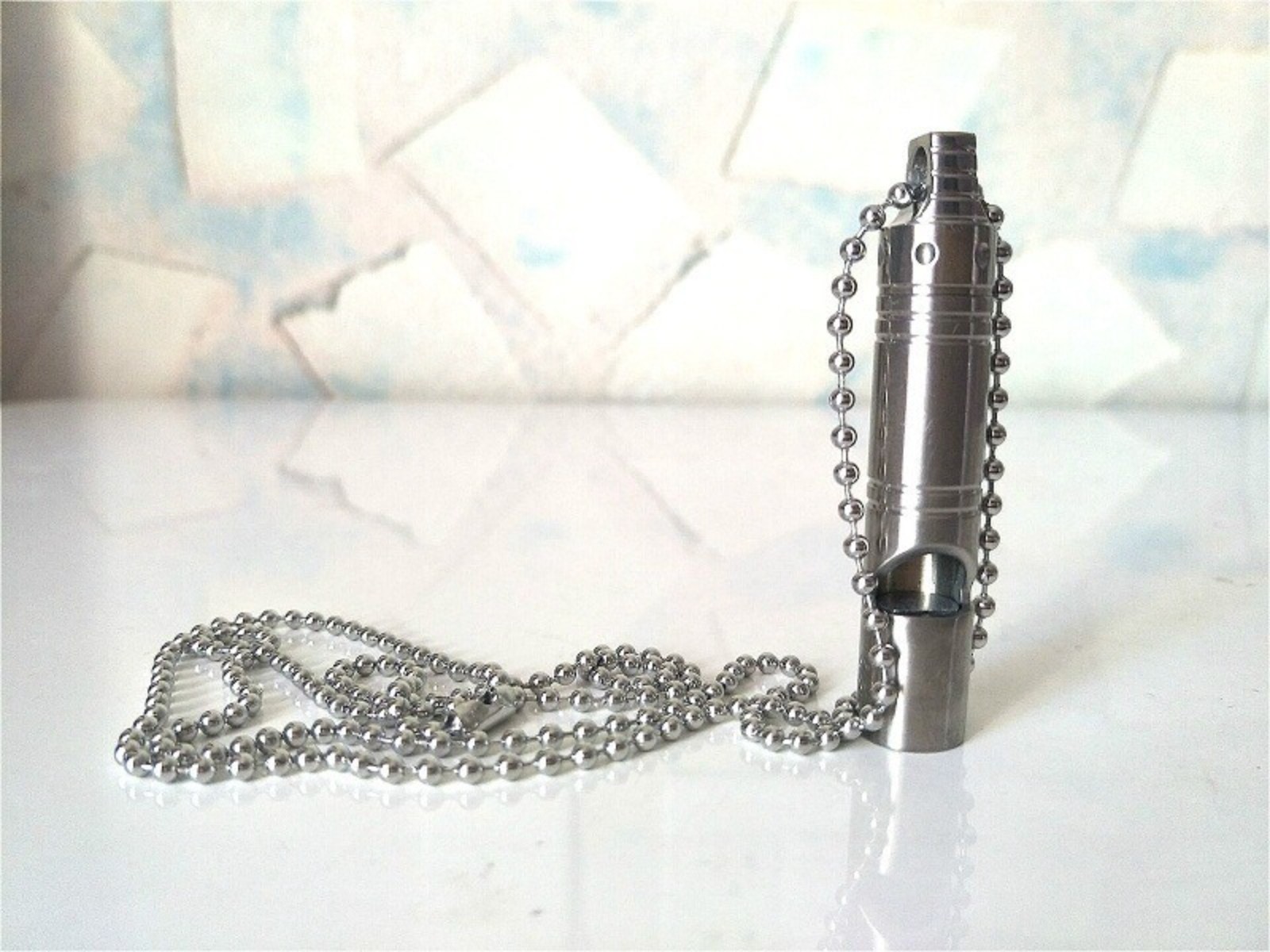 TC4 Titanium Safety Survival Whistle EDC Outdoor Tool Stainless Steel Chain Gift