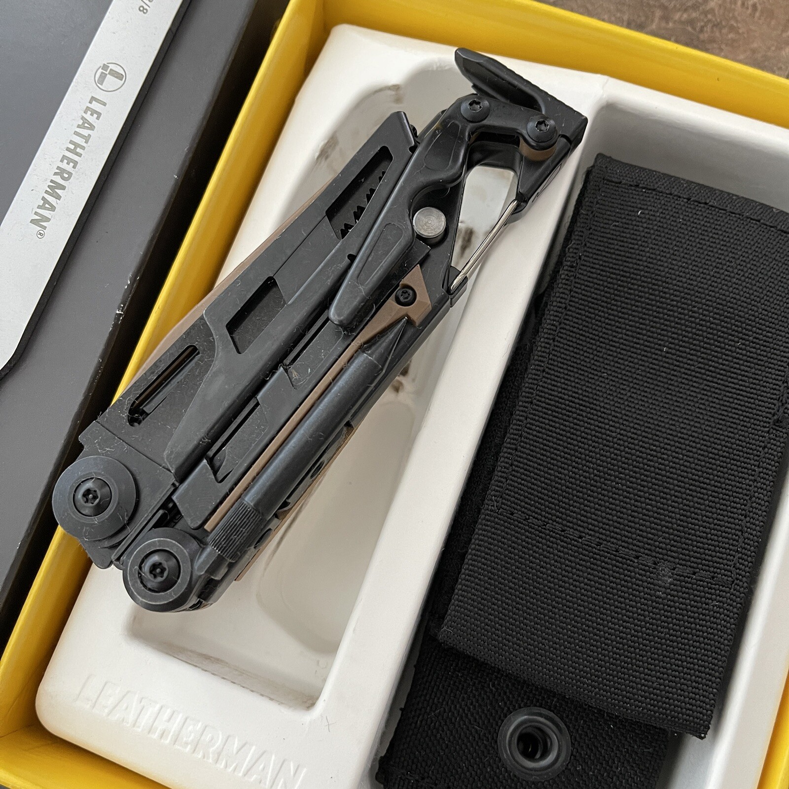 Leatherman MUT EOD Black w/Brown/Tan Inserts & USA MADE sheath. Discontinued