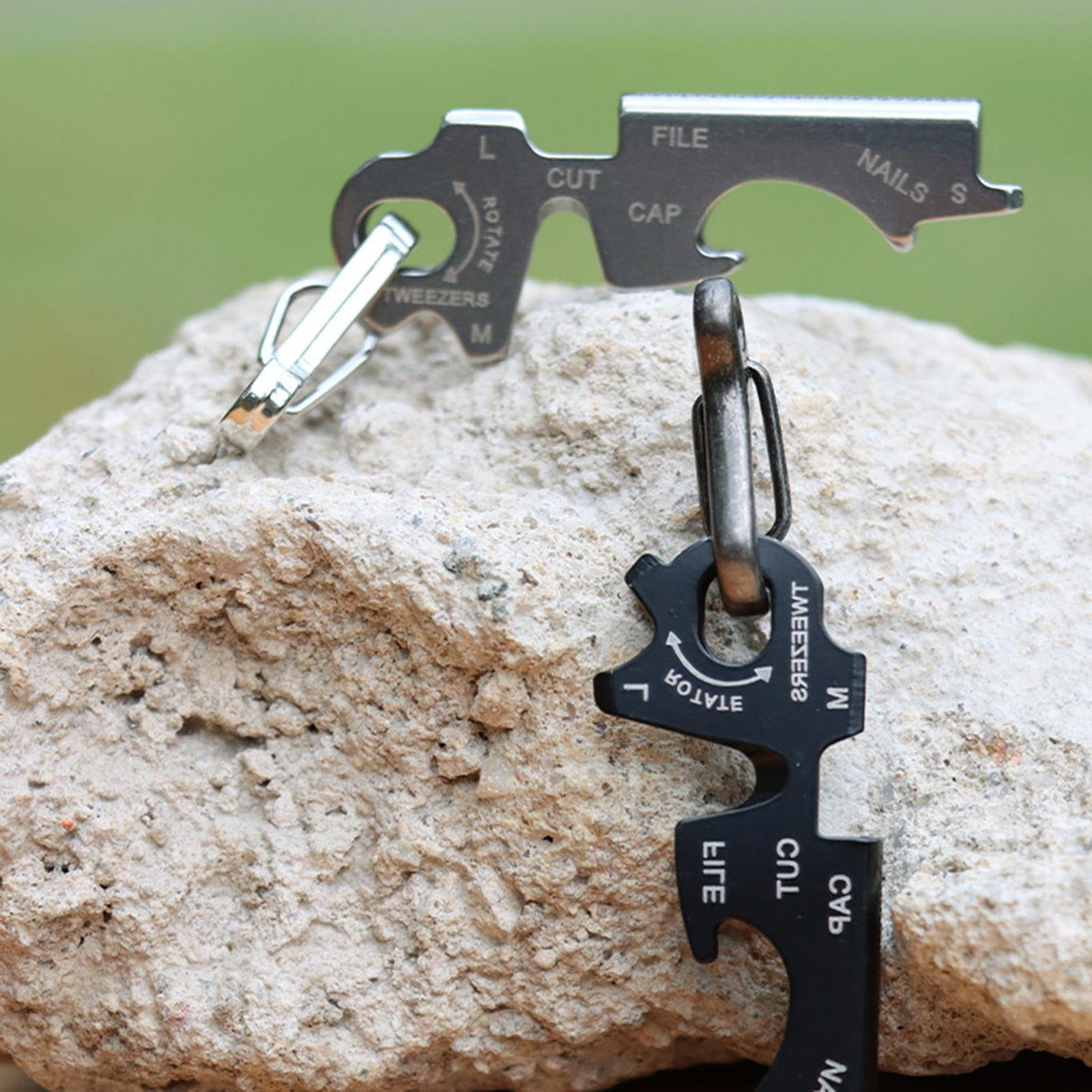 2 Pcs Keychain Tools and Gadgets 8 in 1 Stainless Steel Screwdriver Tool