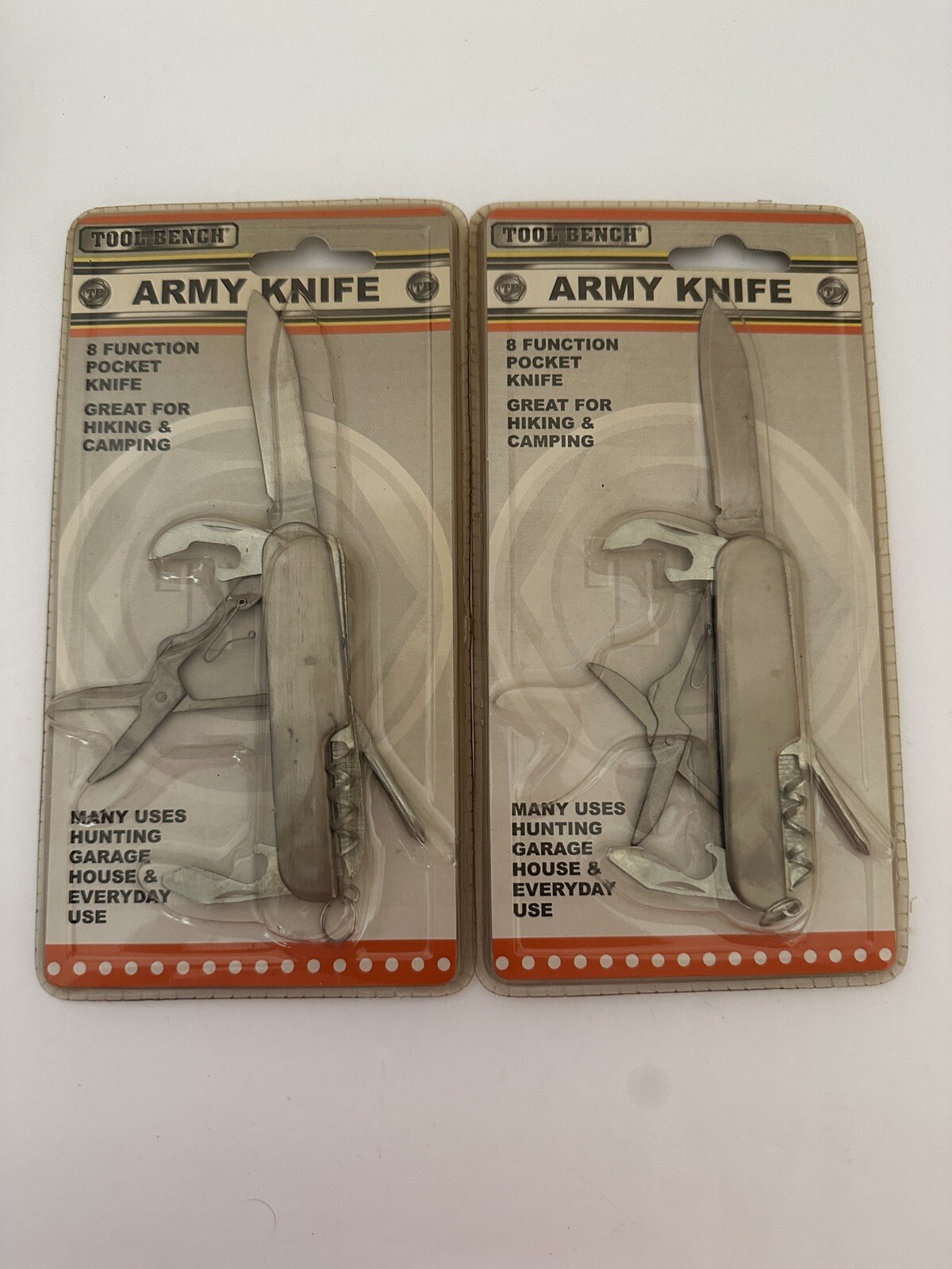 2 New Army Knife 8 Function Pocket Knife Hiking Camping Hunting Garage SEALED