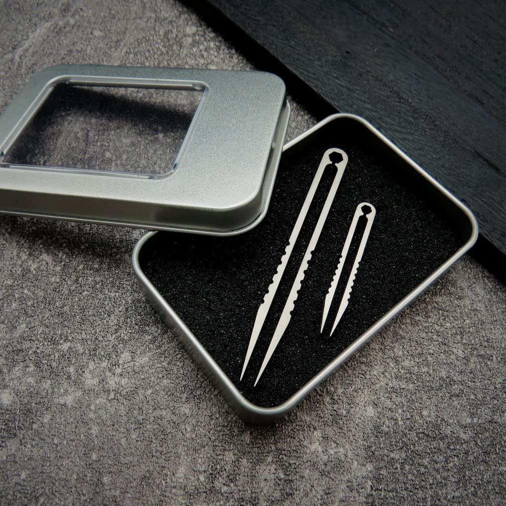 Canku 2pcs Mini Tweezers Portable Titanium Alloy EDC Survival Camping Outdoor Tr