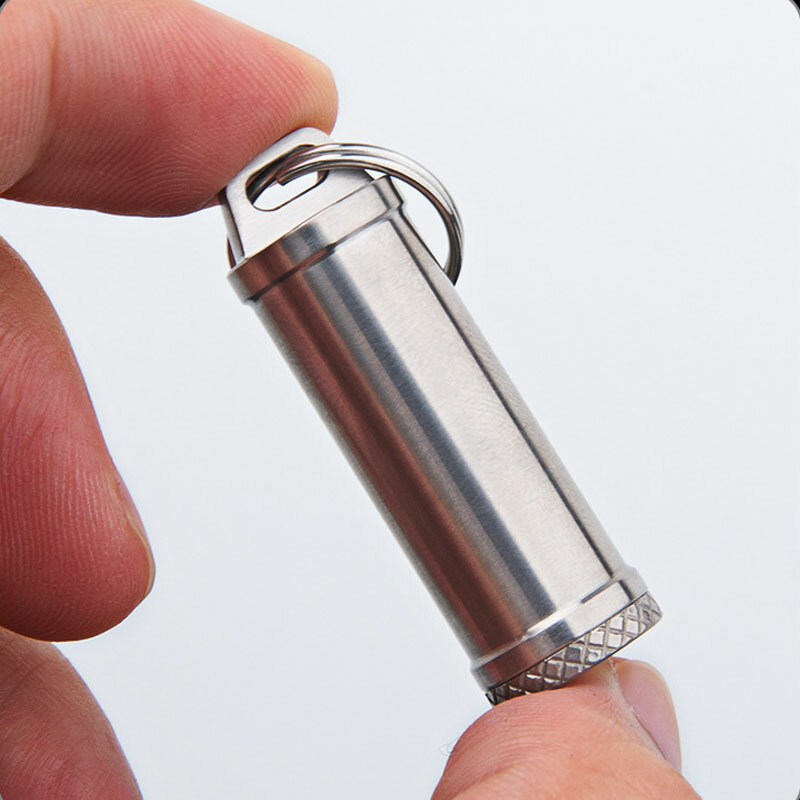 EDC Titanium Alloy Keychain Waterproof Box Sealed Container Outdoor Storage Tool