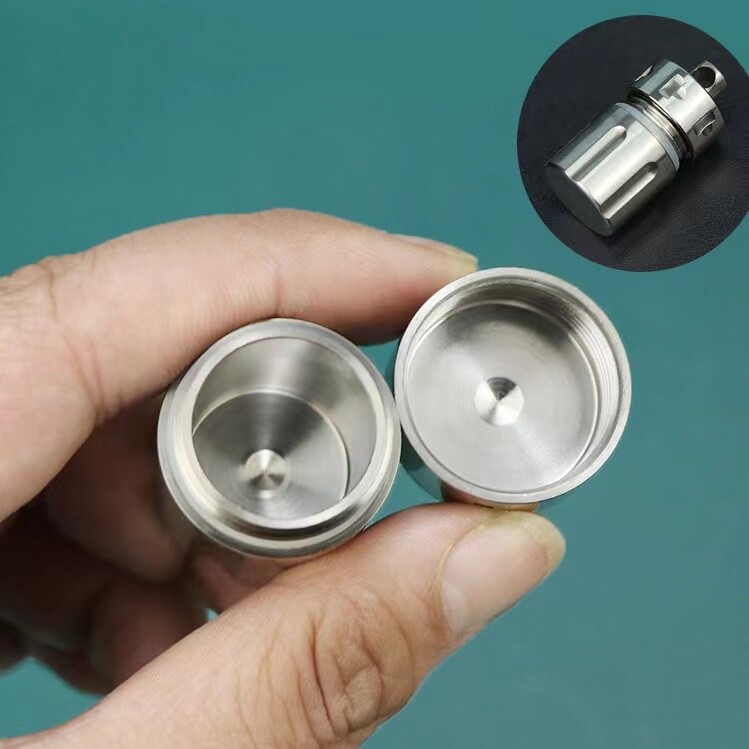 Titanium Waterproof Pill Case Holder Container Organizer EDC Keychain Pendant