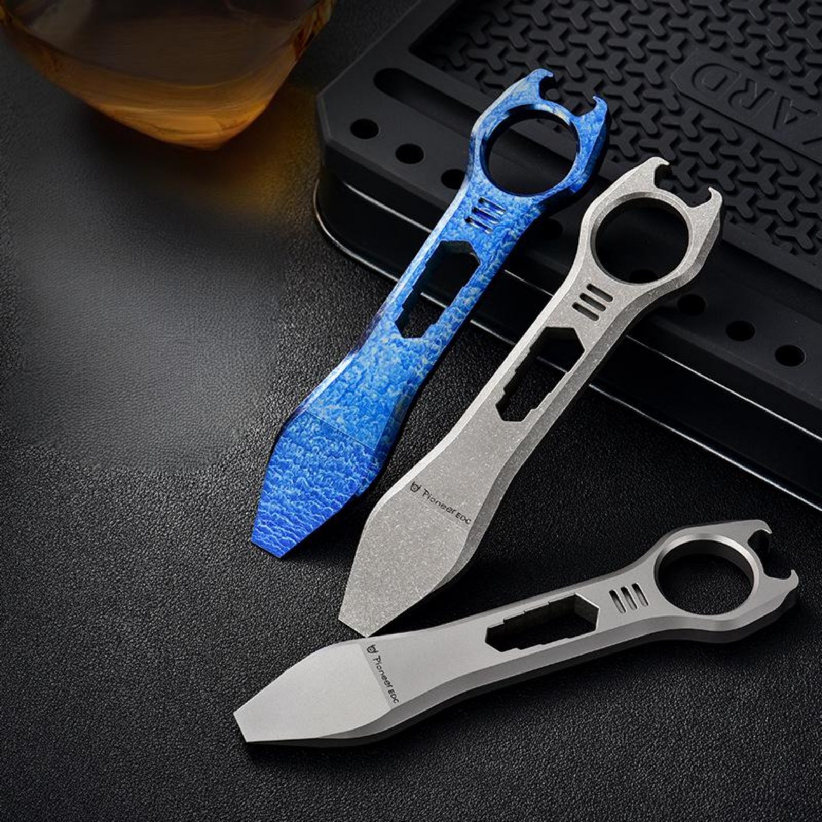 Titanium Alloy EDC Pry Bar Multi-Tool Wrench Bottle Opener Keychain Waterproof