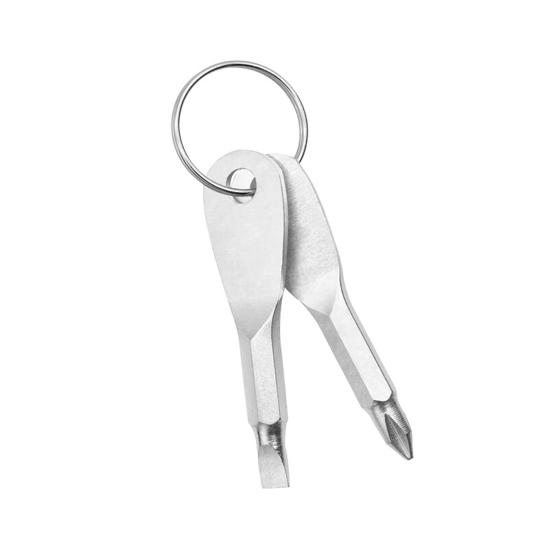 4 In 1 Screwdriver Keychain Set EDC Pocket Tool Hex Nut Wrench Key Ring