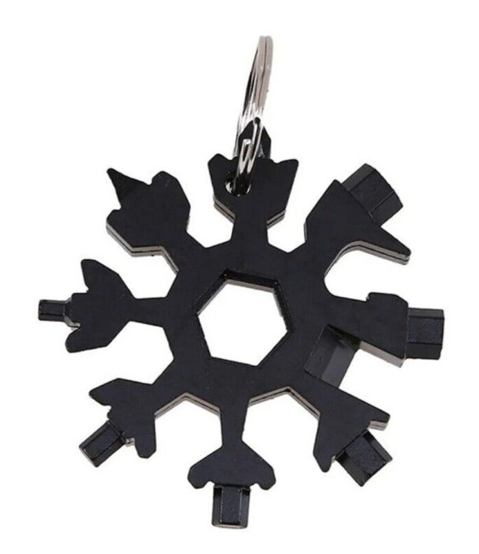 Lot of (4) 18 In 1 Portable Stainless Snowflake Multi Tool Screwdriver Key Chain