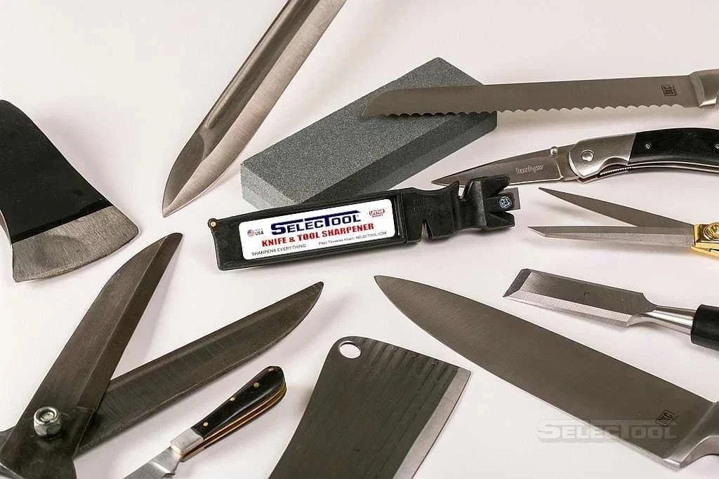 SELECTOOL 4-in-1 Knife & Tool Sharpener Made in USA + FREE Training Knife
