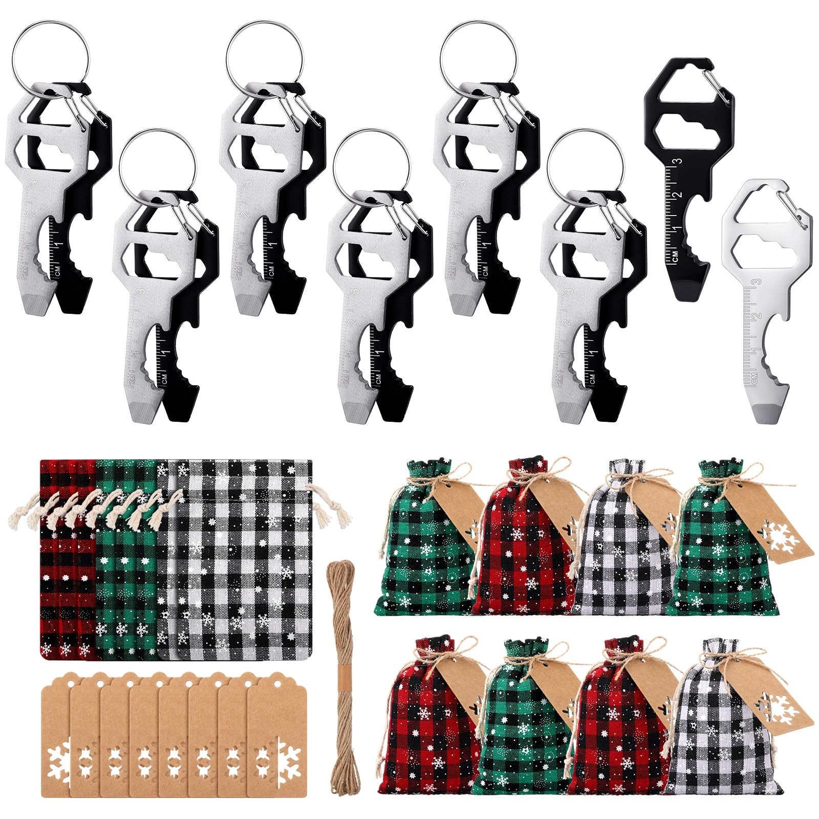 Potchen 8 Set Christmas Key Bottle Opener Multitool Gifts White Elephant Gifts