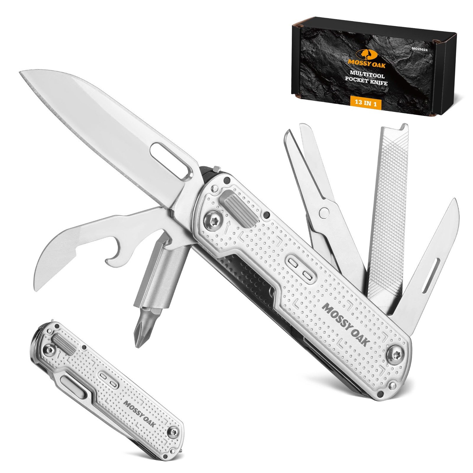 13in1 Multitool Pocket Knife, RazorSharp Stainless Steel Multitool Knife with…