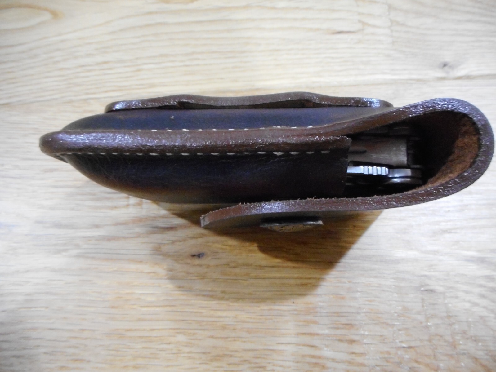 Leatherman Wave dark oil Crazy Horse leather sheath. Tooled flap. Sheath only.