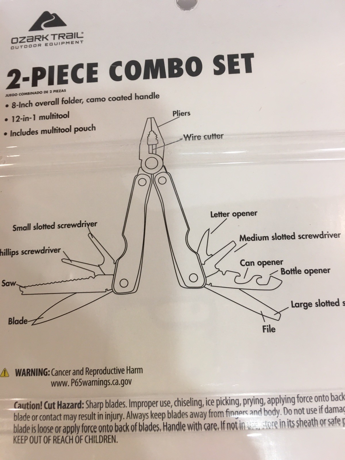 Camping Handyman Multi-Tool and 8″ Camo Knife Combo Set w Bonus Multi-Tool pouch