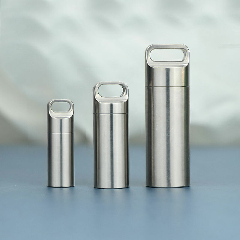 Hight Stainless Steel Waterproof Charm Pendant Pill Storage Container EDC Tool