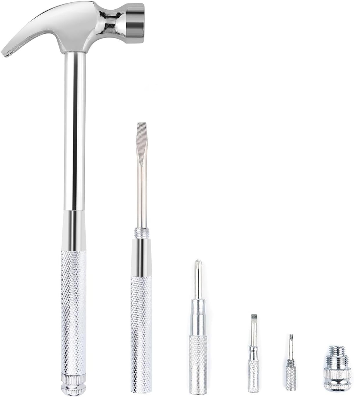 Mini Metal Hammer 6 in 1 with Slotted/Flat Head Phillips Screwdriver Claw Ham…