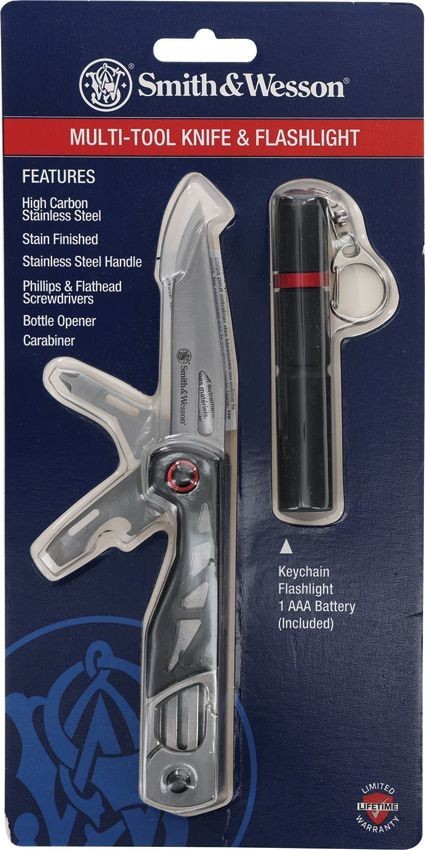 Smith & Wesson COMBO Multi Tool/Flashlight Integrated Essentials AAA Batteries