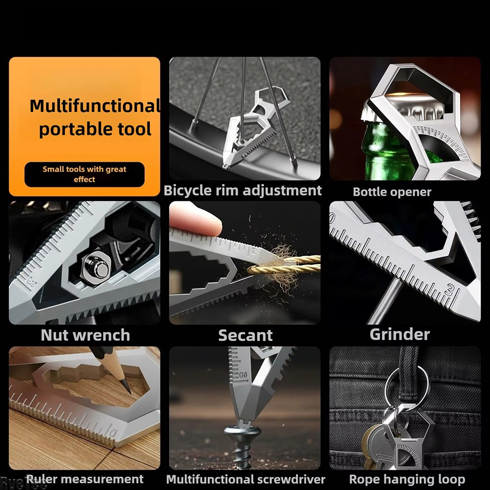 EDC Multitool 10-in-1 Portable Keychain Tool Saw, Bottle Opener and Box Opener