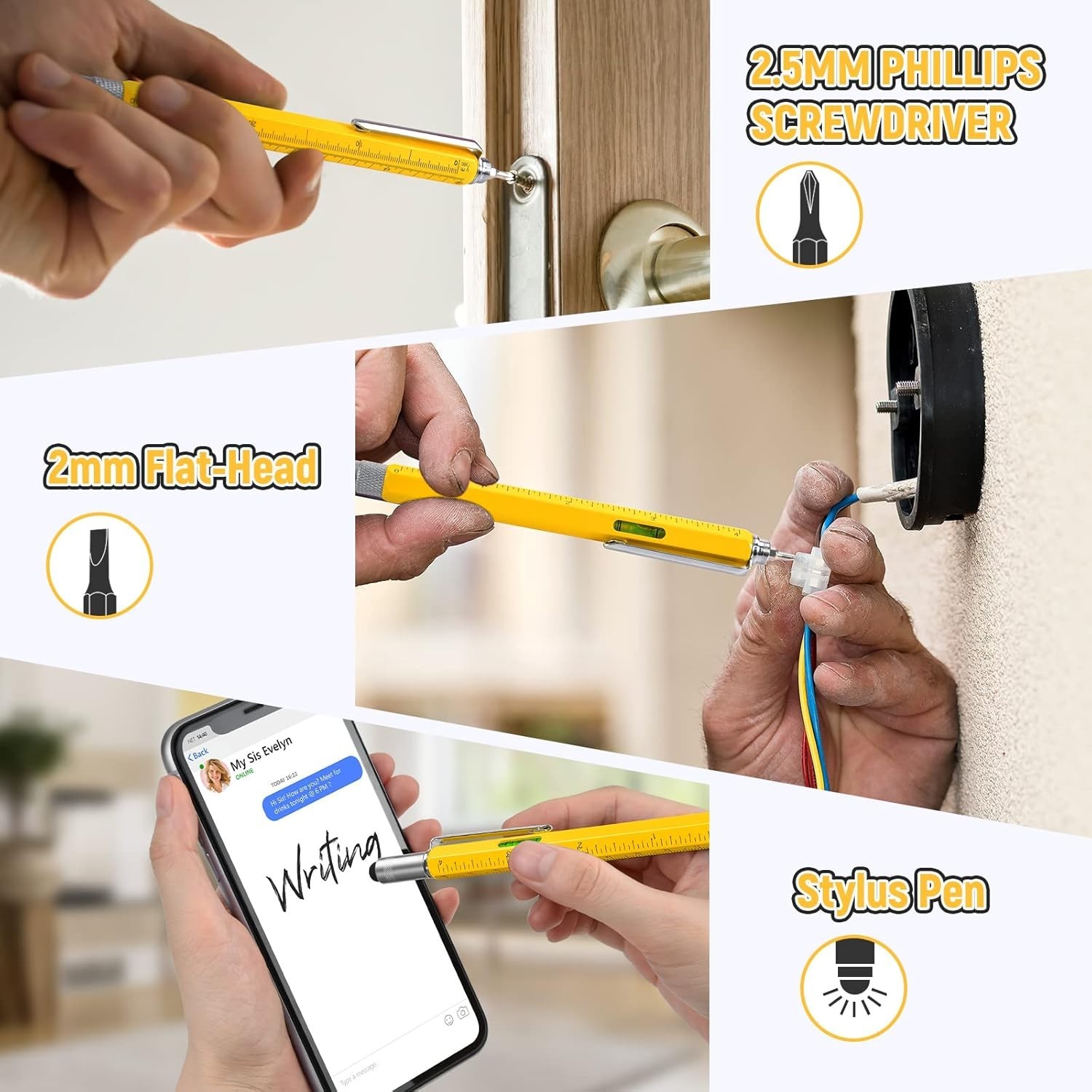 6 in 1 Multitool Pen Cool Gadgets Gift for Men Dad Husband Birthday Valentines