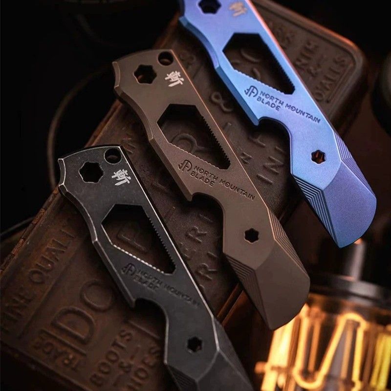 Outdoor Titanium Alloy EDC Crowbar Wrench Bottle Opener Hex Multi Function Tool