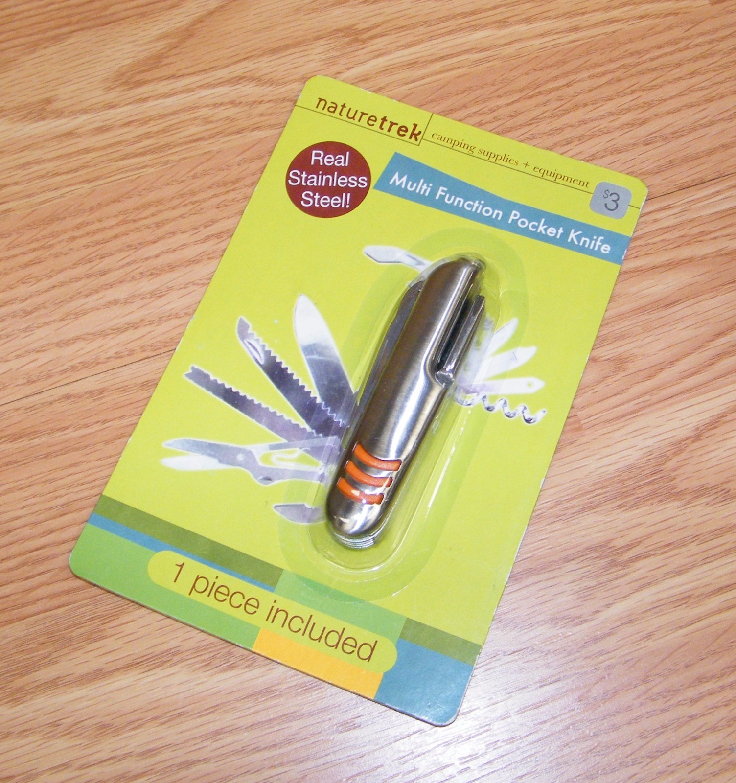 Naturetrek Orange Pattern Multi Function Stainless Steel Pocket Knife **NEW**