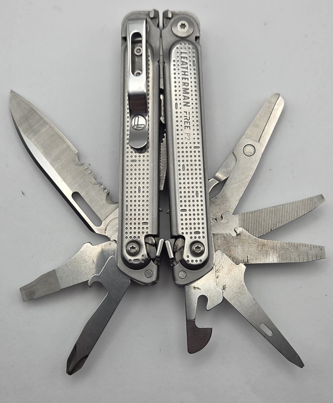 Retired Leatherman Free P2 Stainless Steel Multi-Tool Silver Great Condition