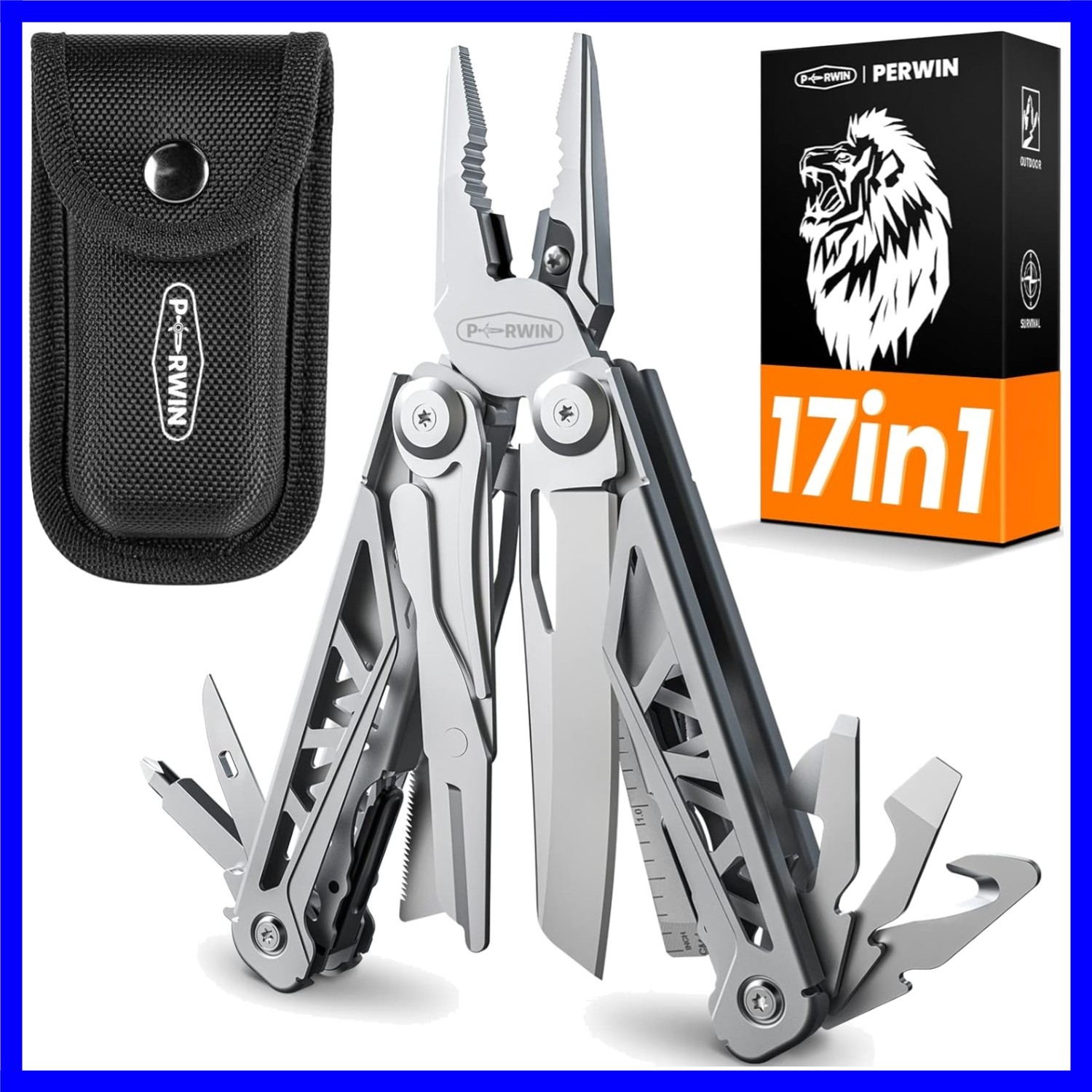 Multitool, 17-in-1 Stainless Steel Multi Tool Pliers with Self-Locking, Pocke…