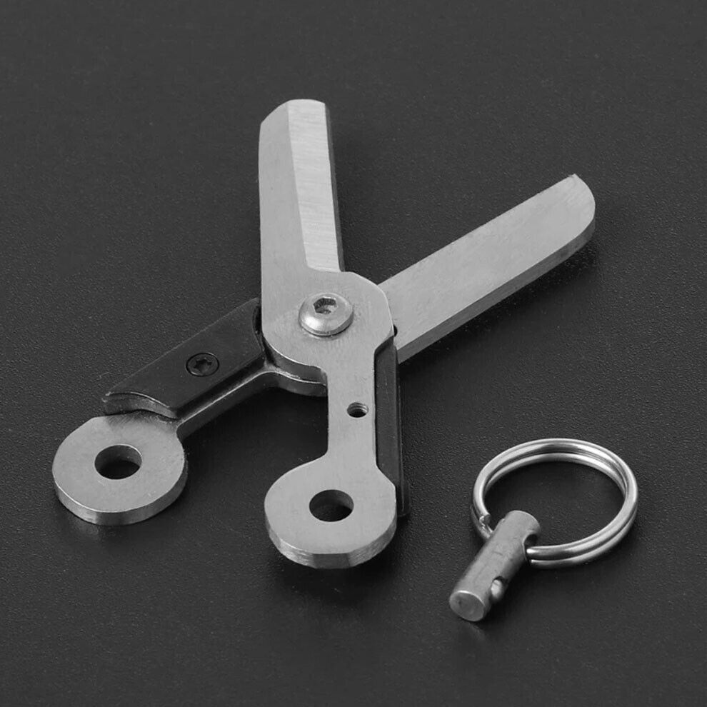 3xOutdoor Survival EDC Mini Spring Scissor Pocket Tool Key Chain Stainless Steel