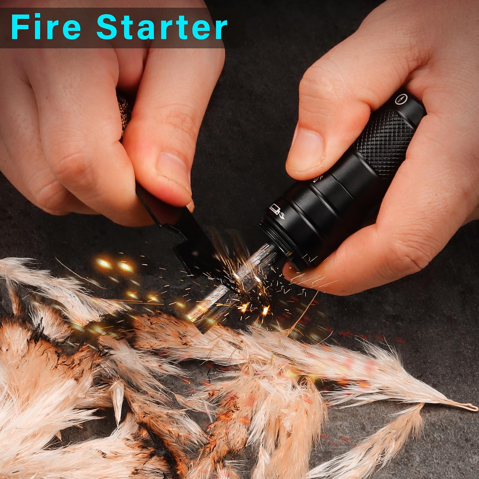 POXIMO 9-in-1 Survival Multitool Flashlight Fire Starter Compass Camping EDC