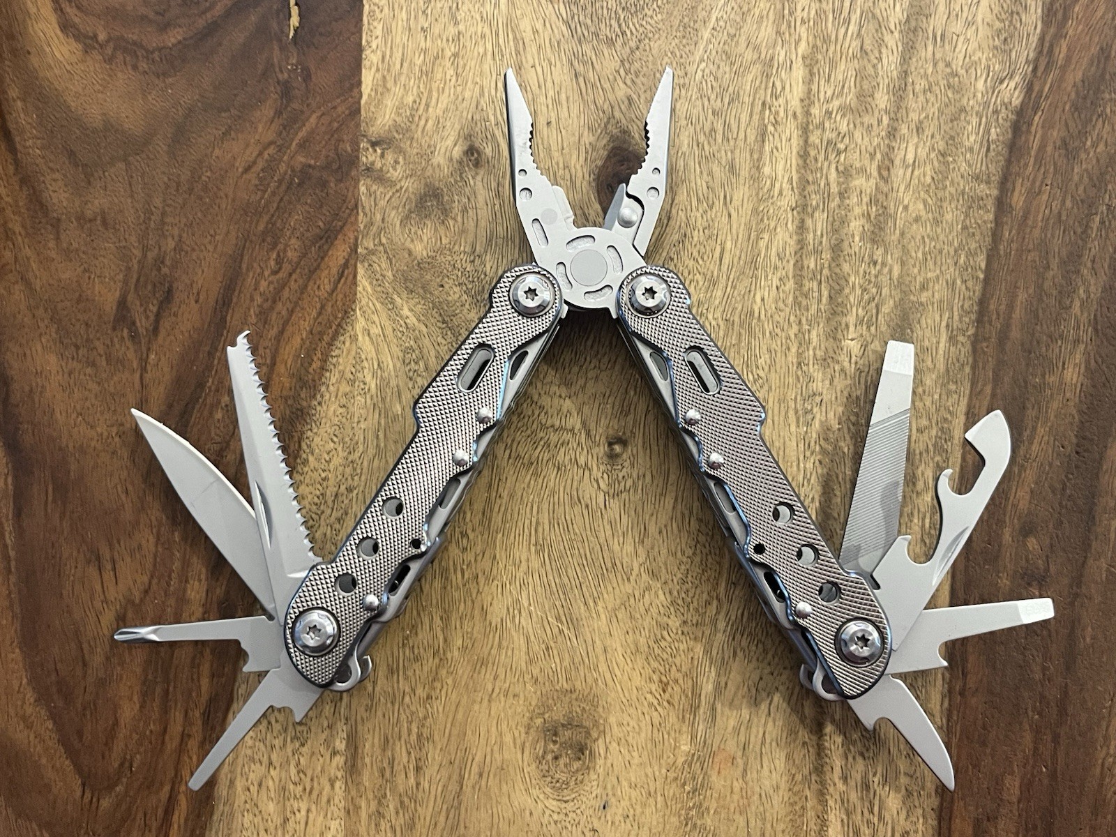 Explora Multitool Stainless Steel Knife Saw Pliers Etc. wSheath