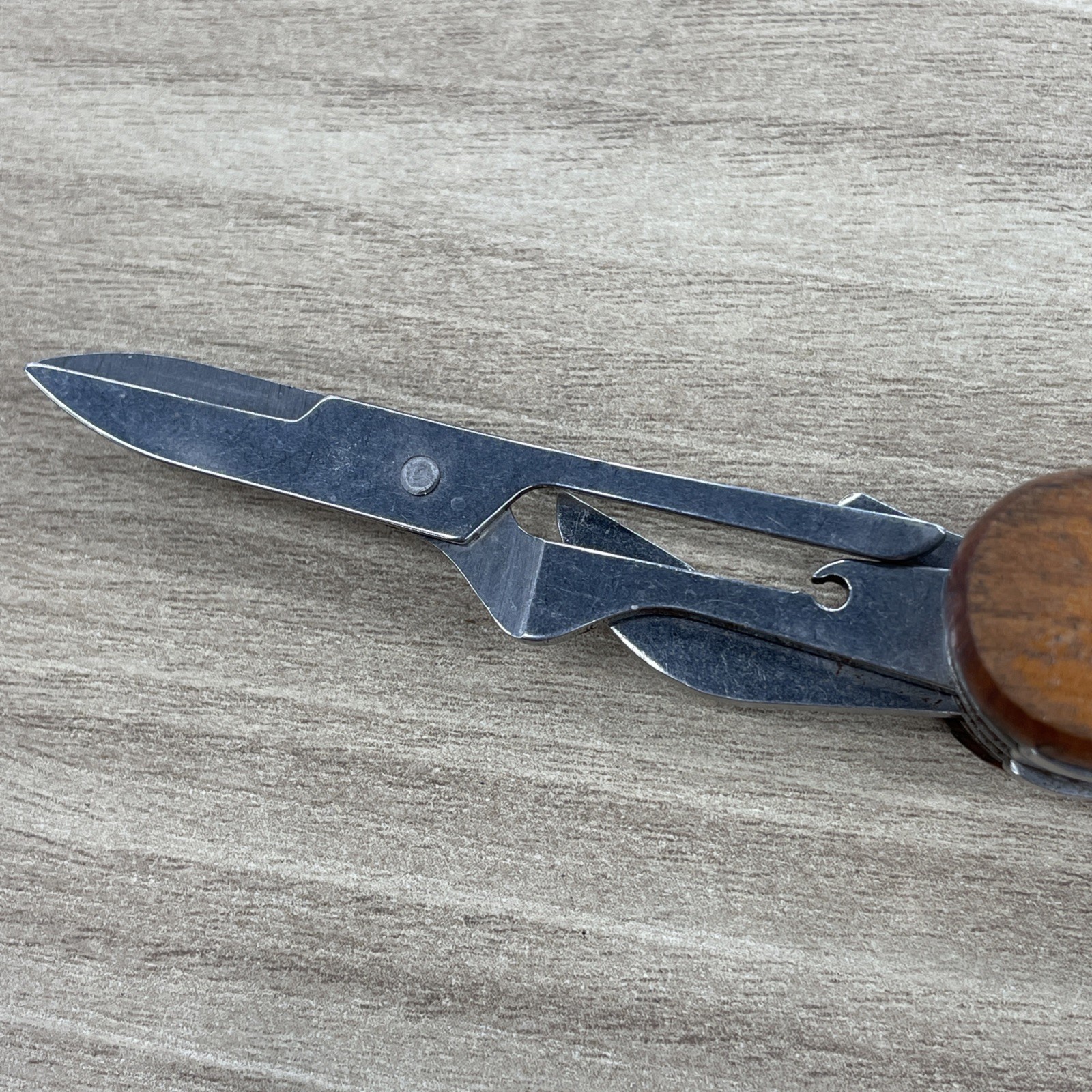 Multi Tool Pocket Knife wood handle Screwdriver, saw, scissors