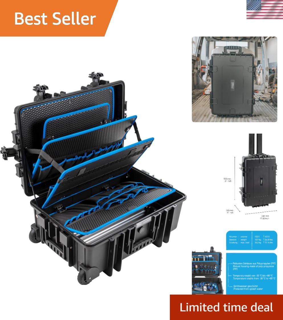 Professional Jumbo Tool Organizer with 43L Capacity & Safe Transport Features