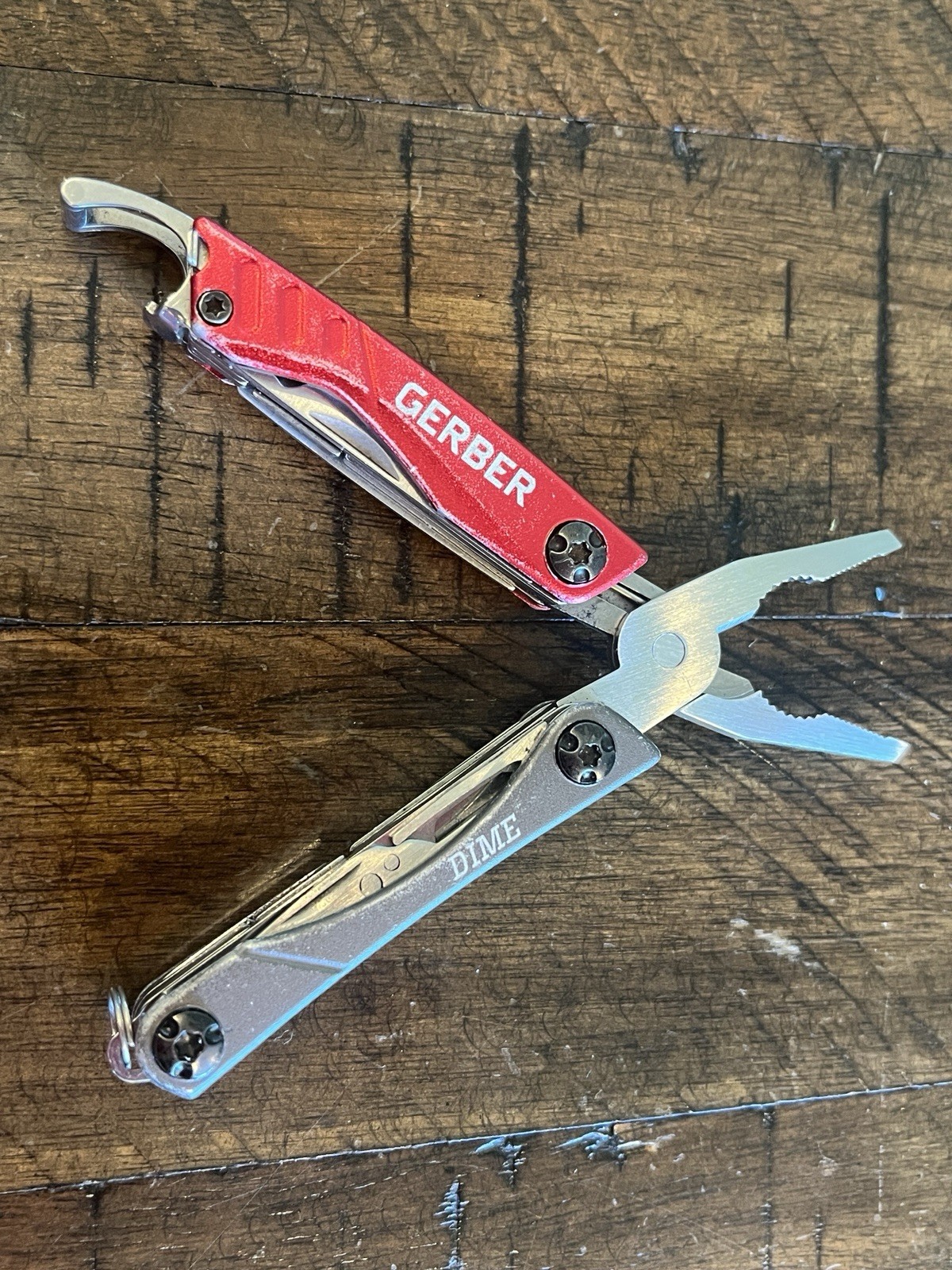 Used Gerber Dime Mini Multi-tool – Red And Silver – Good Condition