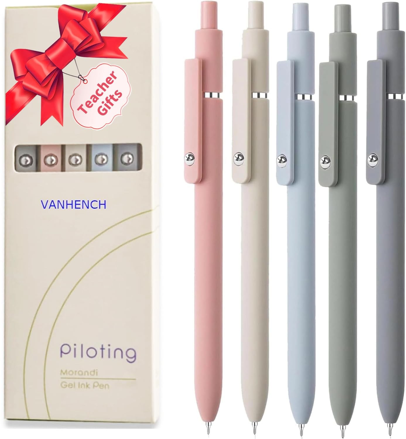 5 PCS Aesthetic Gel Pens, Black Ink, Fine Point, Smooth Writing, Note Taking