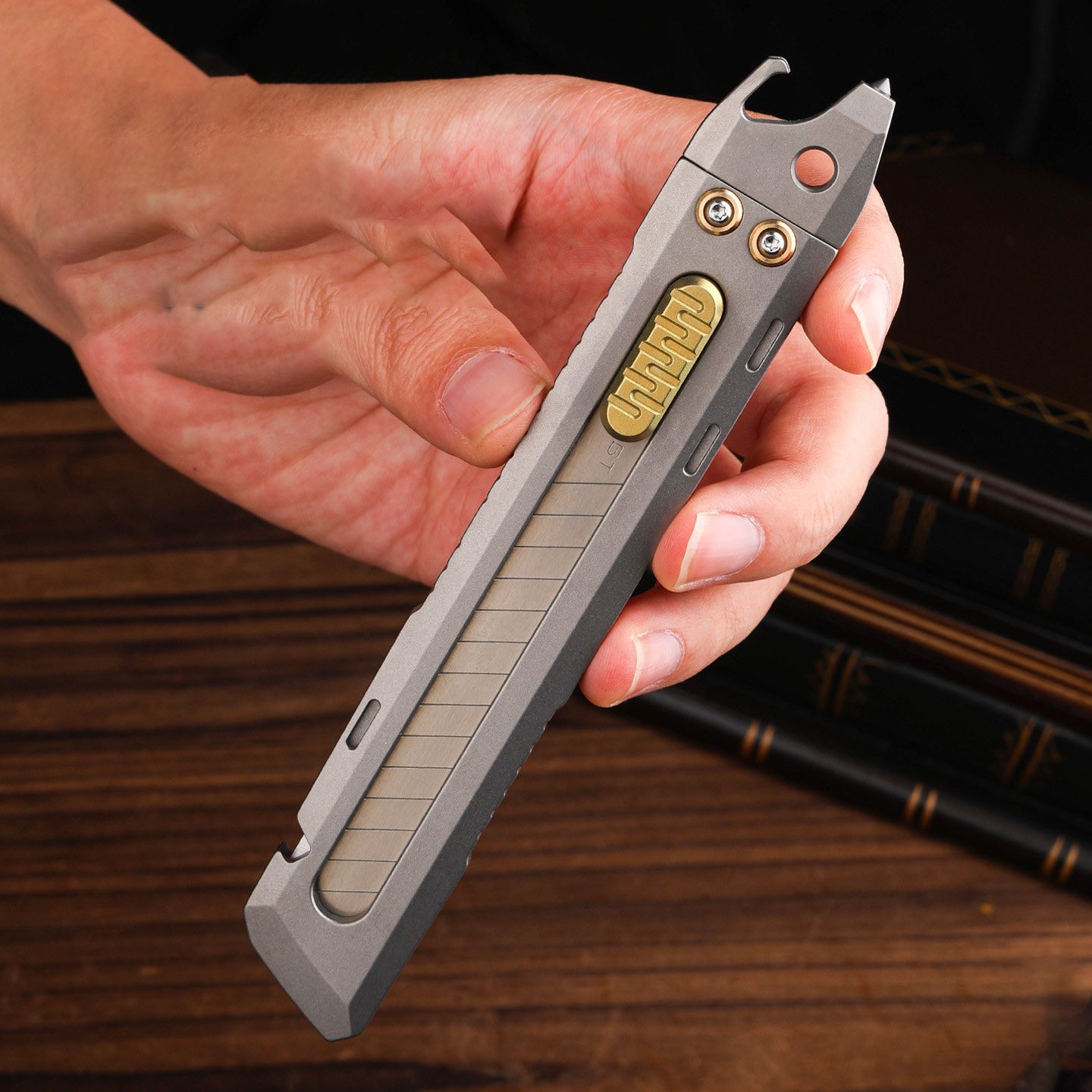 Titanium Alloy 18mm Utility Knife Snap-Off Box Cutter EDC Pocket Hand Tool