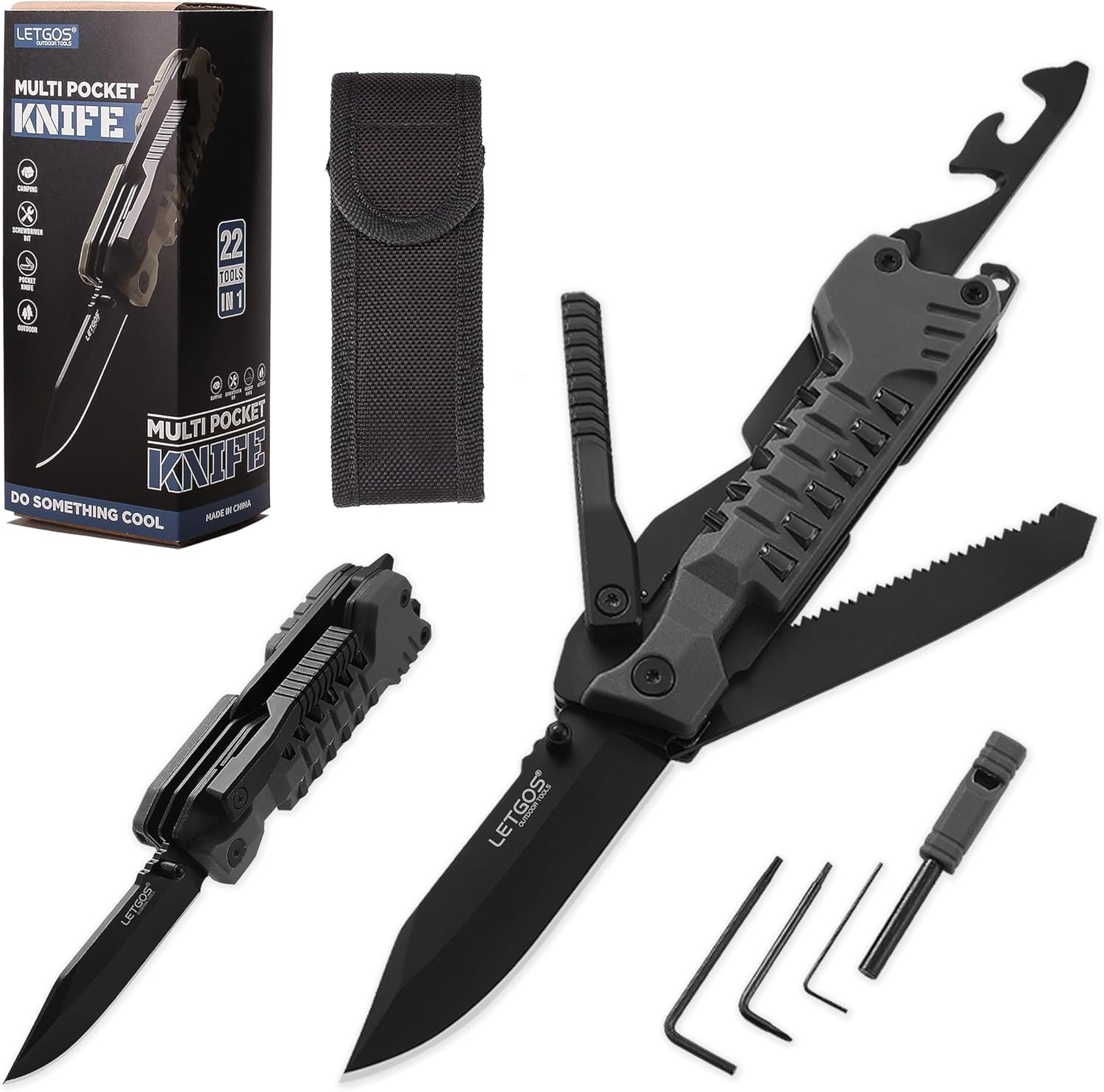 22-in-1 EDC Multi Pocket Knife – Essential Camping & Survival Tool with Sheath