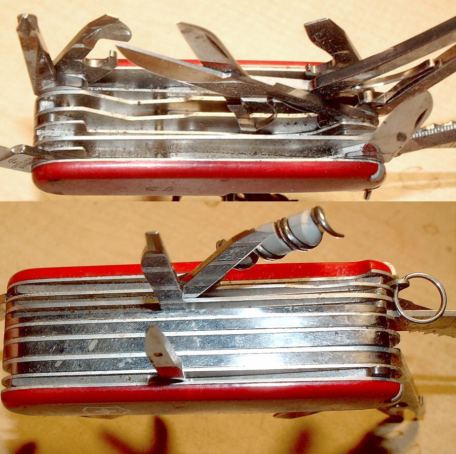 7 Layer SWISS “Officer Suisse” Army Knife 16 Functions? Sissors Pliers File Etc