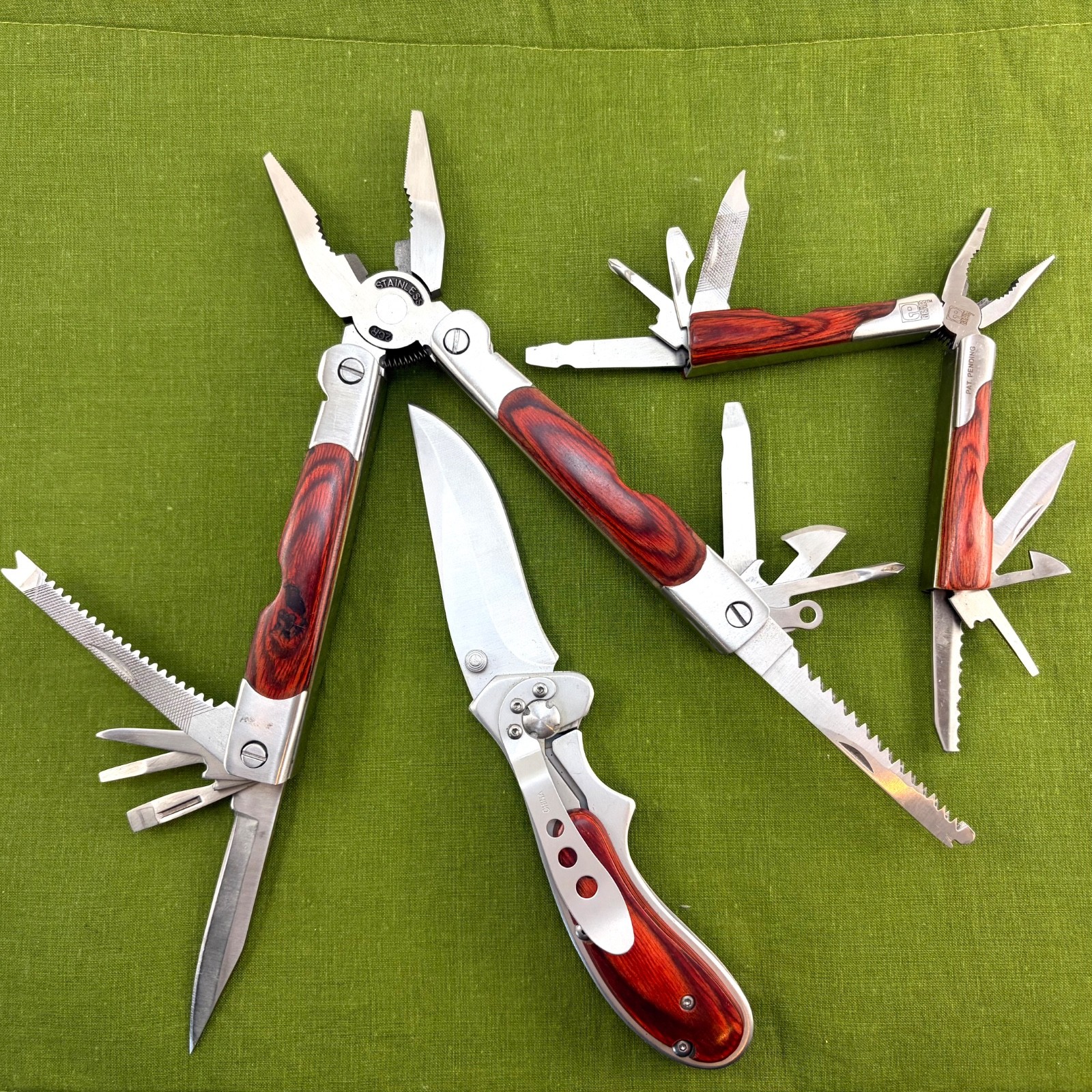 e GEAR 3 PIECE ALL PURPOSE TOOL SET / 18-in-1 & 12-in-1 PLIERS, KNIFE