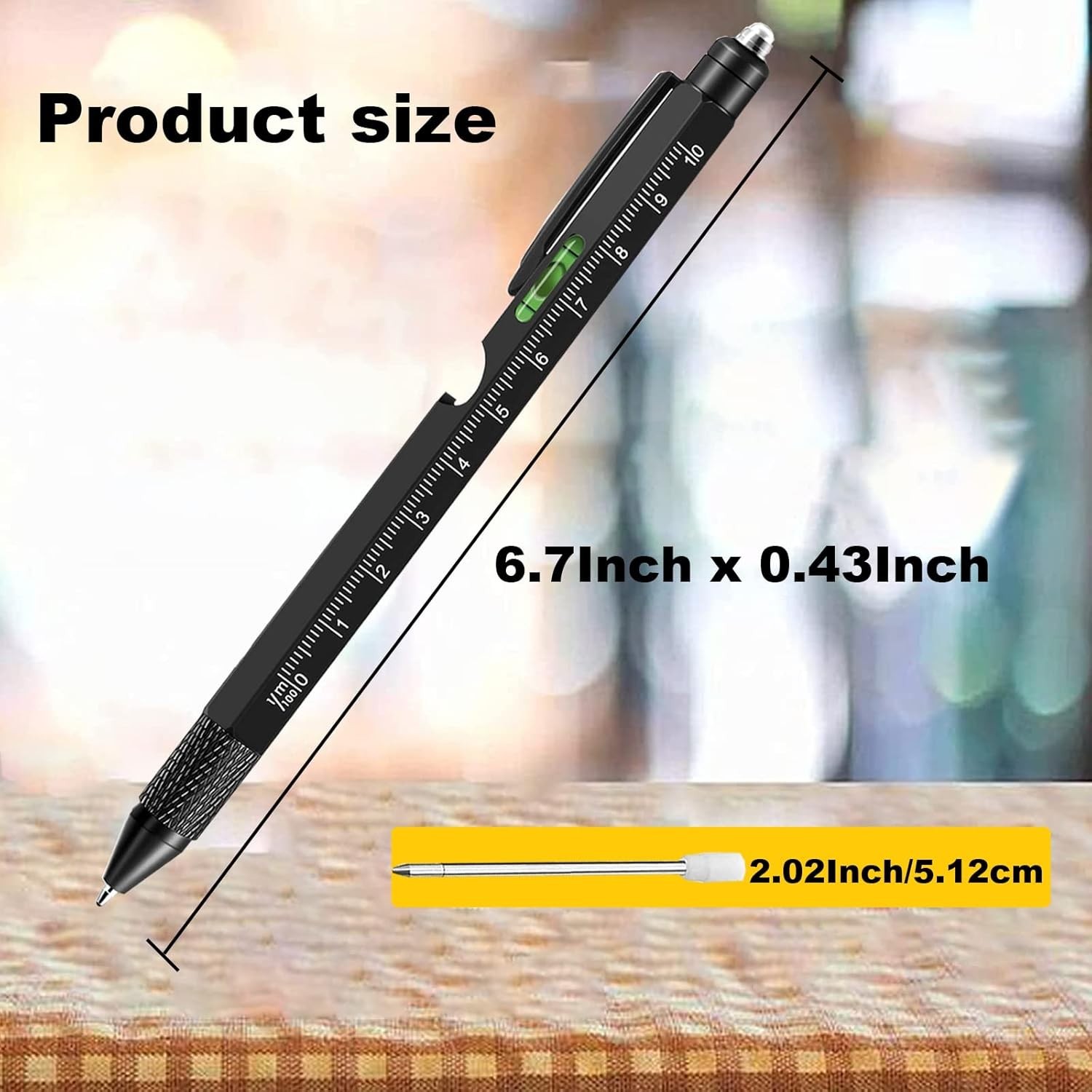 Multi-tool Pen Set 9 in 1 Gift Pen Men Ruler Metric Imperial Screwdriver Flat