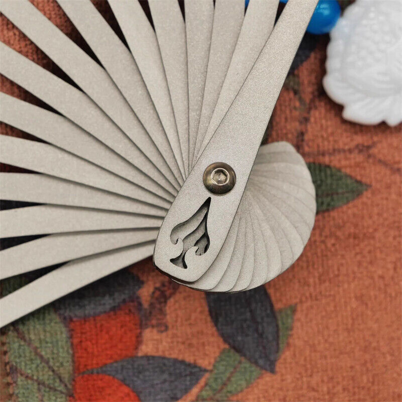 Titanium Alloy Folding Fan Martial Arts Portable Carving Kung Fu Tai Ji 6”