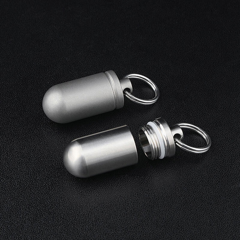 Mini Titanium Waterproof Box Sealed Storage Tank Outdoor Pill Container EDC