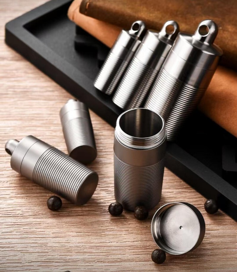 Pure Titanium Pill Holder Organizer Container Case Waterproof Portable EDC