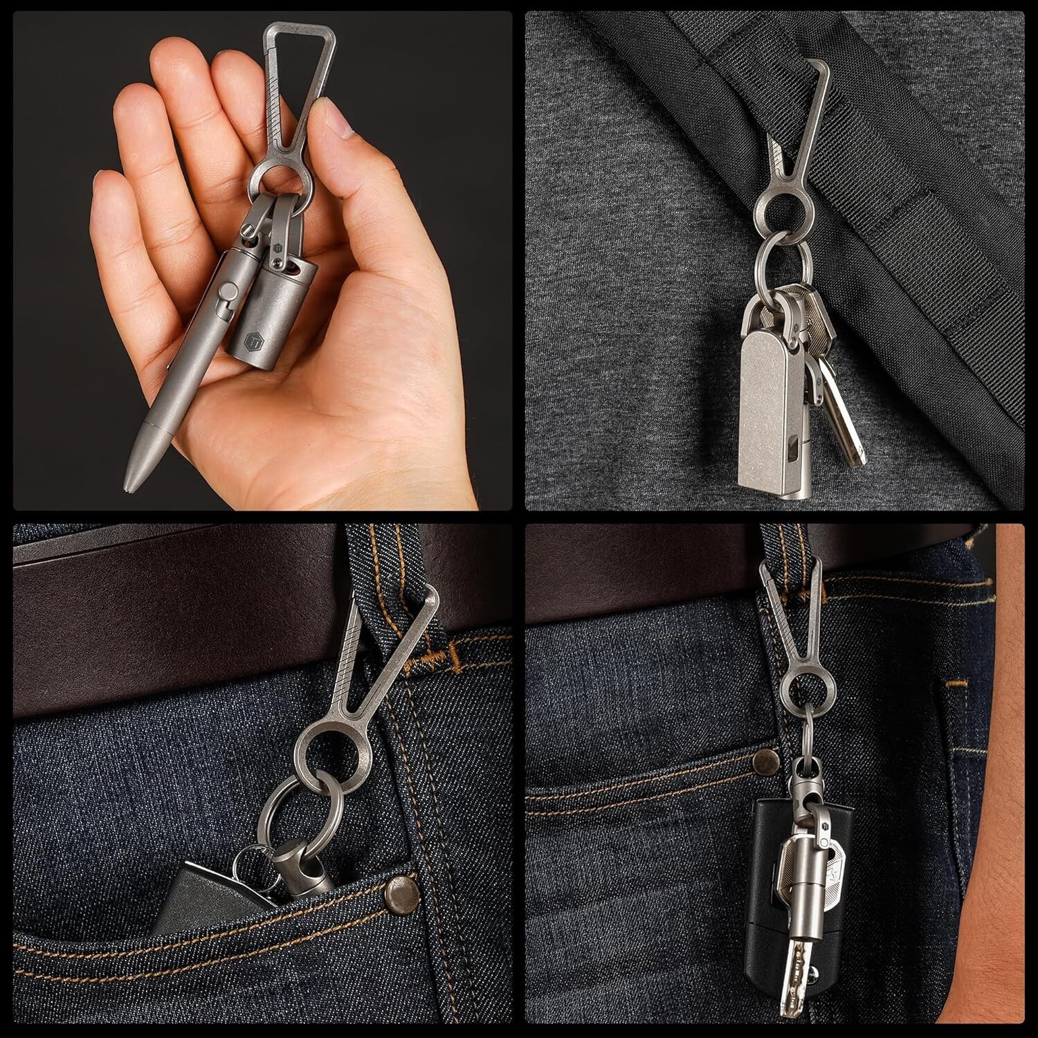 KeyUnity KM01 Titanium EDC Keychain Clip with Bottle Opener