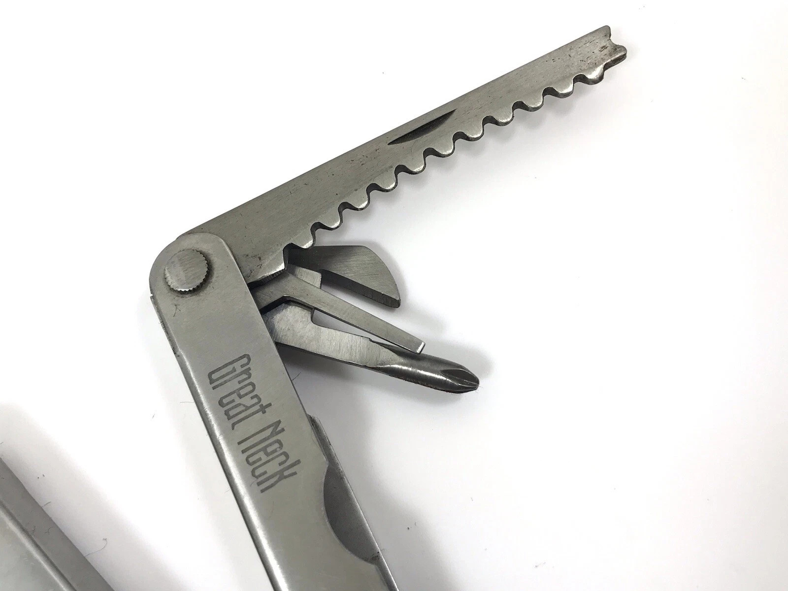 Great Neck Multi Tool Knife Pliers Screwdrivers Ruler Bottle Opener Stainless