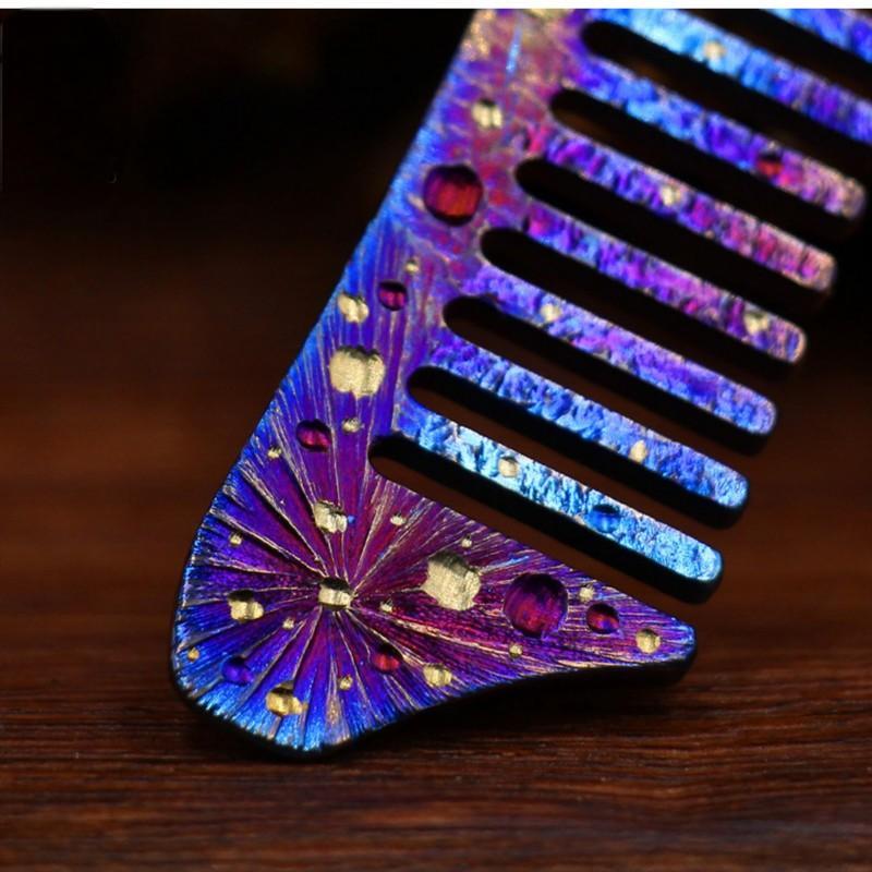 EDC Handmade Titanium Hair Beared Comb Anti-Static Pocket Comb Bottle Opener