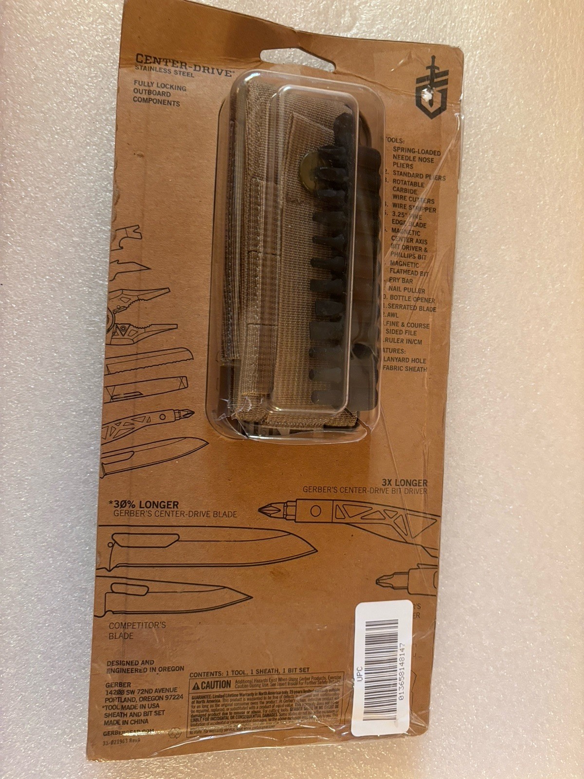 Gerber Center Drive Multi-Tool, Bit Set, MOLLE Compatible Sheath. 31-003076N