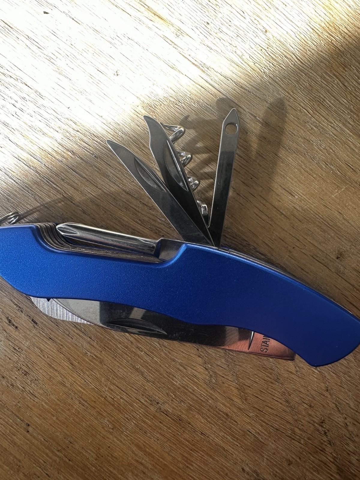 Blue SICK Multi Tool Pocket Knife Corkscrew Saw Scissors Bottle Opener Sheath