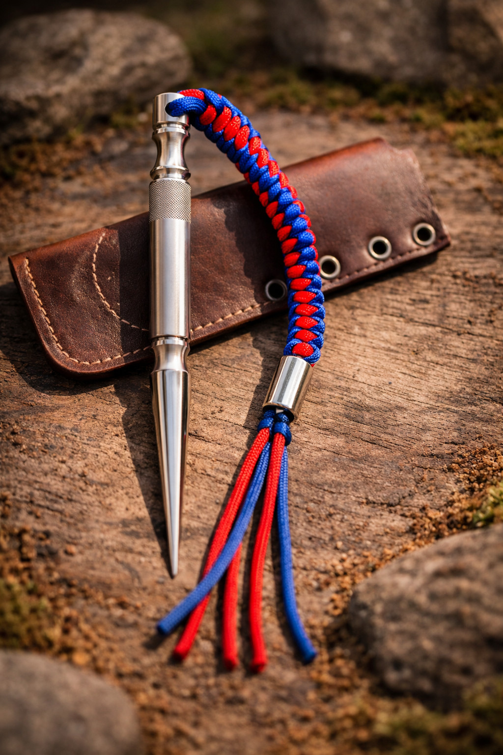 Handmade Spike Dagger Pendant Paracord Necklace Tactical Style Metal Charm EDC C