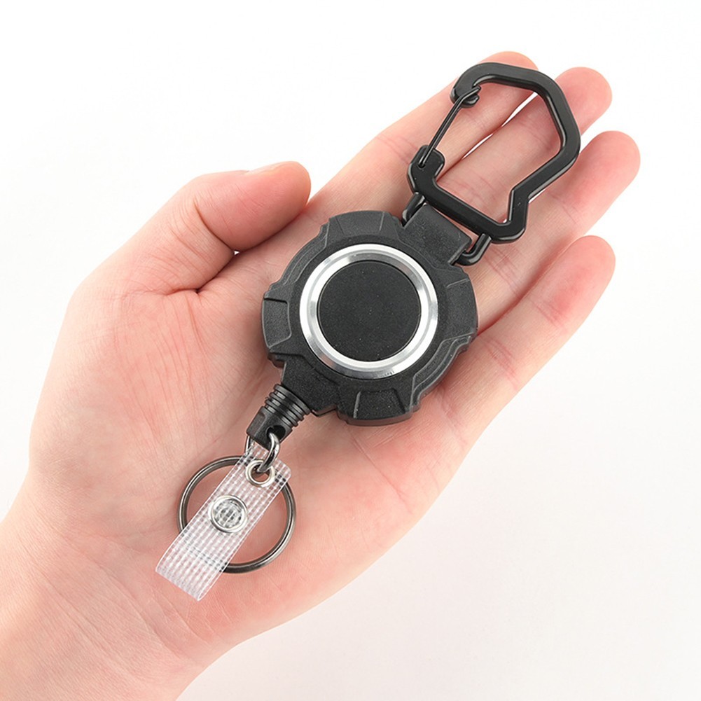 Practical Retractable Keychain with Long Steel Cord and Easy Retraction