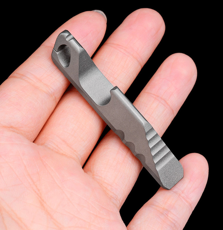 Outdoor Mini Titanium Keychain Pry Bar Crowbar Opener Portable Multi EDC Tools A