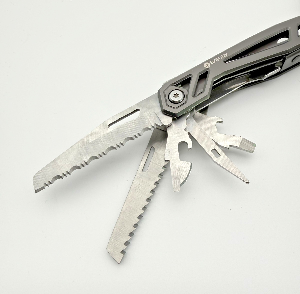 B/BURY Stainless Steel Multi Tool Pliers Knife Saw Screwdrivers EDC Tool