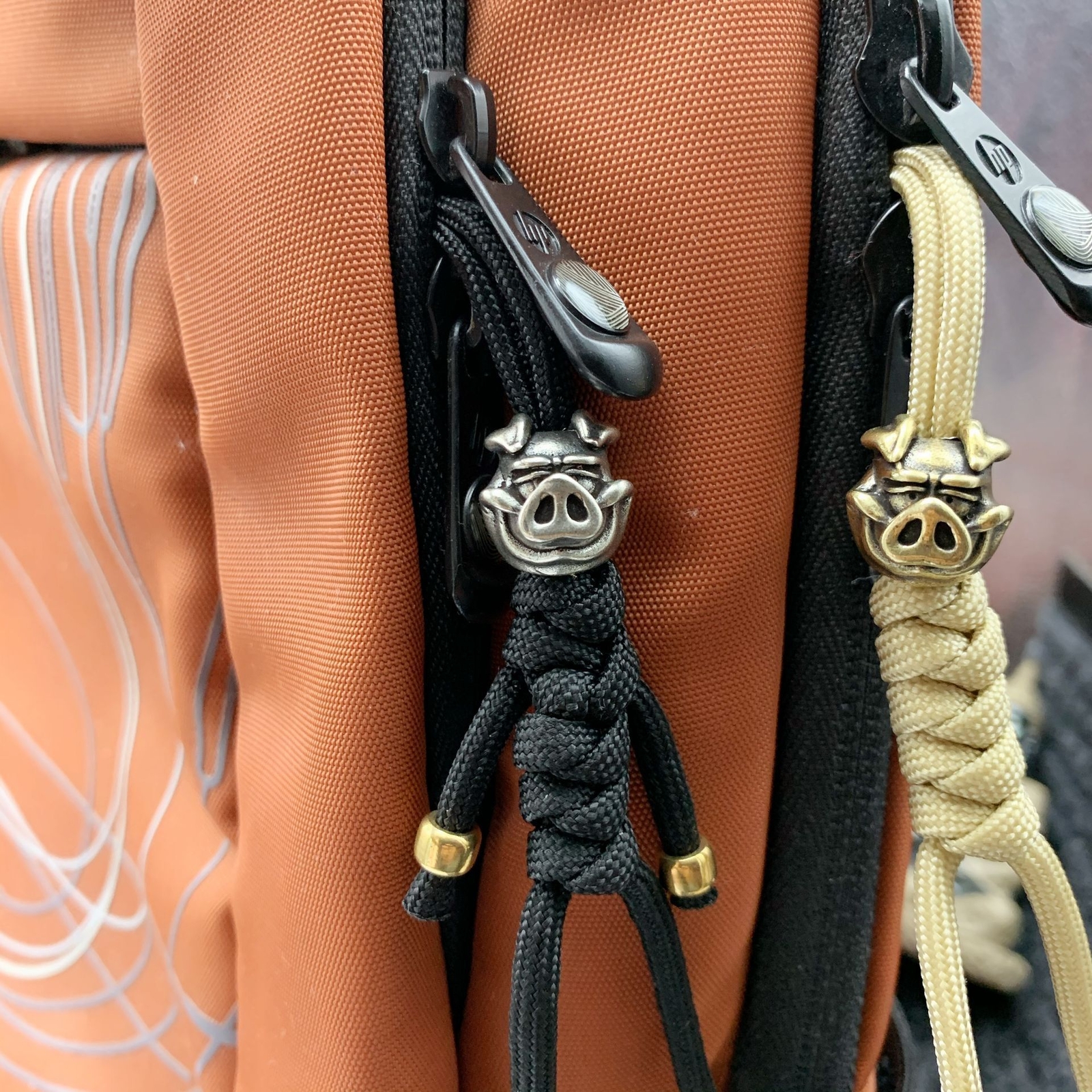 Gear Brass Pig Knife Bead DIY Umbrella Rope Keychain Tool Lanyard EDC Pendant