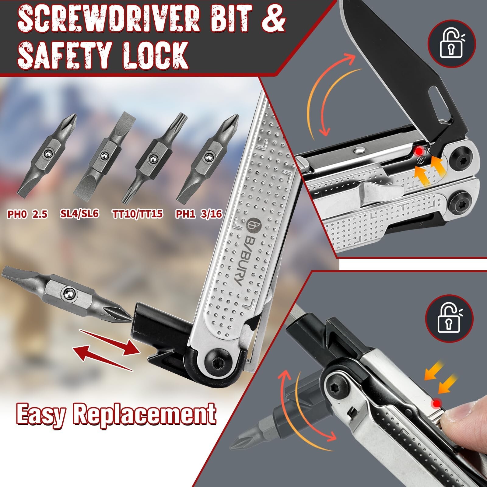 BIBURY Multitool Pliers, Stainless Steel Multi Tool with Upgraded Rope Cutter…